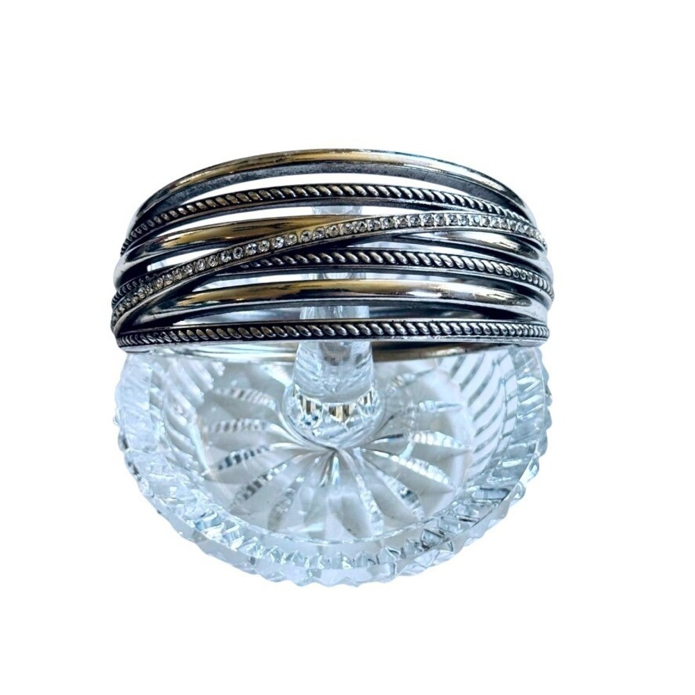 Brighton Neptunes Rings Bangle Bracelet Swarovski Crystal Silver Plated Wide